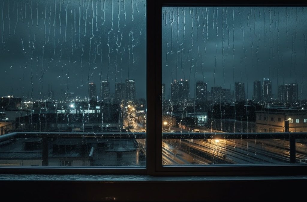 windows with rain droplets